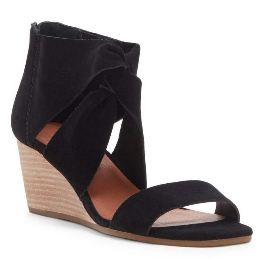 Black Suede Lucky Brand Wedges